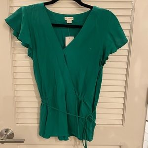 NTW Jcrew green wrap top